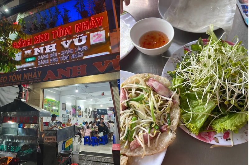 Địa chỉ ăn bánh xèo tôm nhảy ở Quy Nhơn. Quán bánh xèo tôm nhảy ở Quy Nhơn